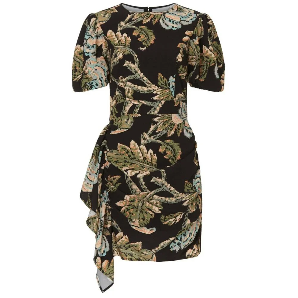 RHODE Camellia Vine Black Floral Pia Dress Size 8 - Picture 3 of 16